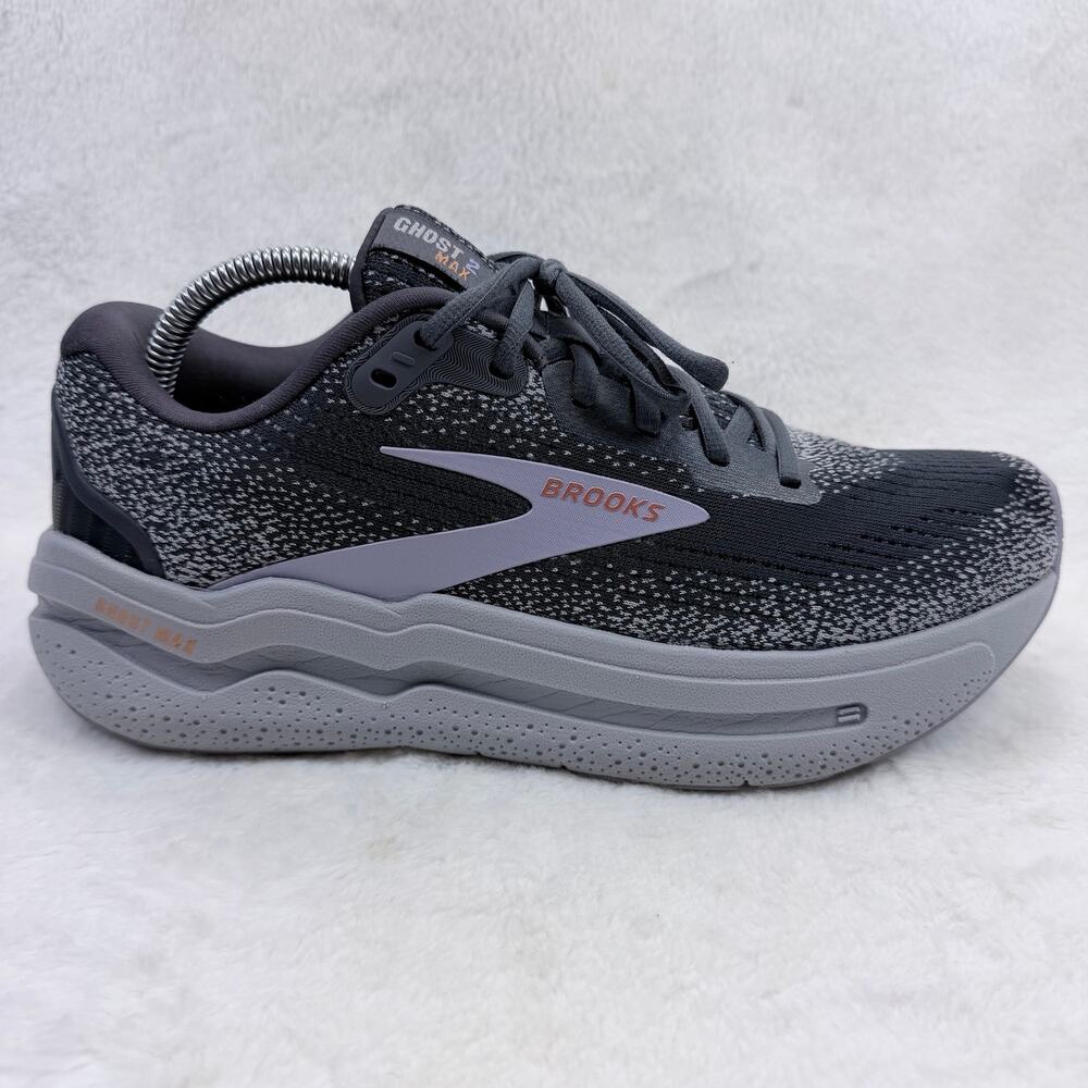Brooks Ghost Max 2 Womens Running Shoes Ebony Lavender Alloy Size 10 Sneakers
